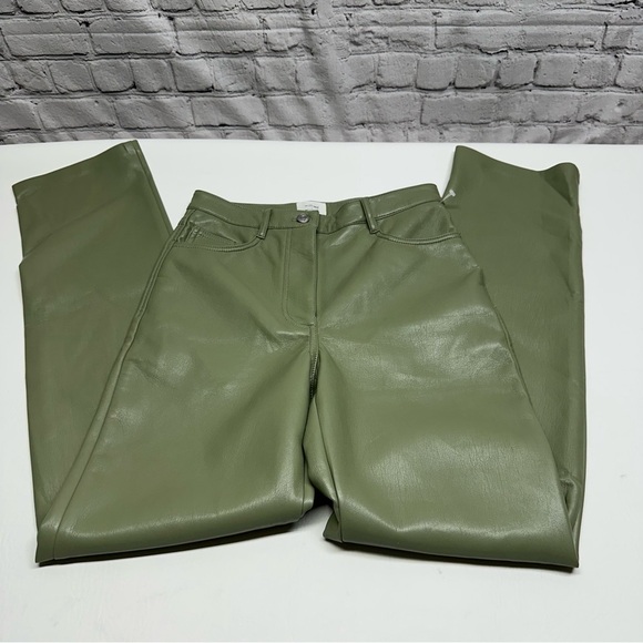 Wilfred Olive Green Straight Leg Pants faux leather sz 2 - Picture 11 of 13